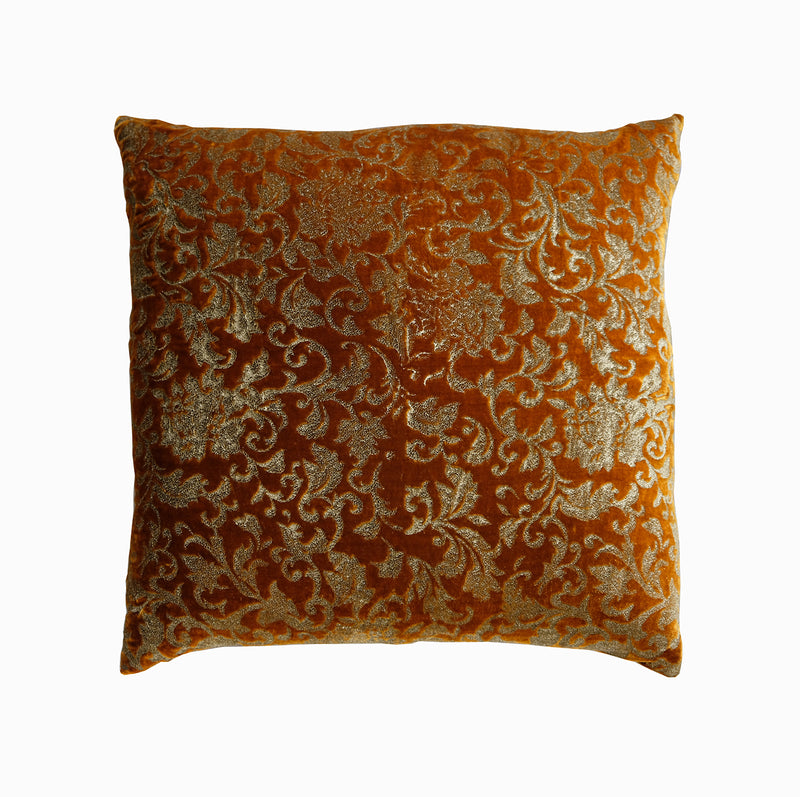 Harlot Silk Velvet Hand Embossed Pillow - Bronze