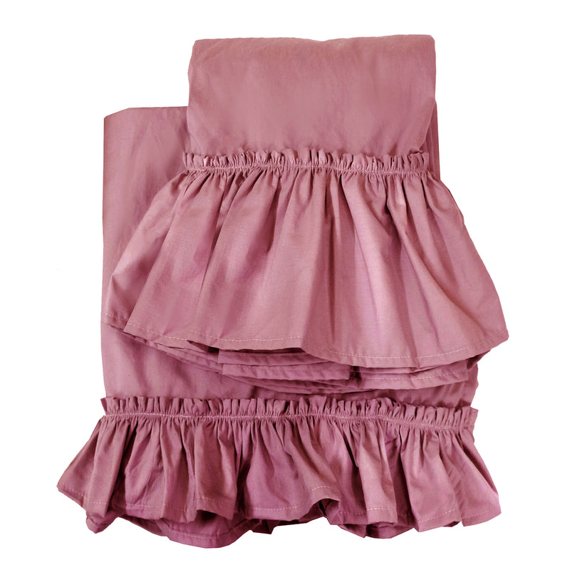 1 Set -Tatter Ruffle Poplin Sheet Set-Peony