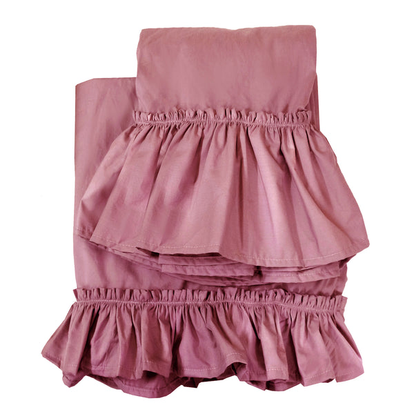 1 Set -Tatter Ruffle Poplin Sheet Set-Peony