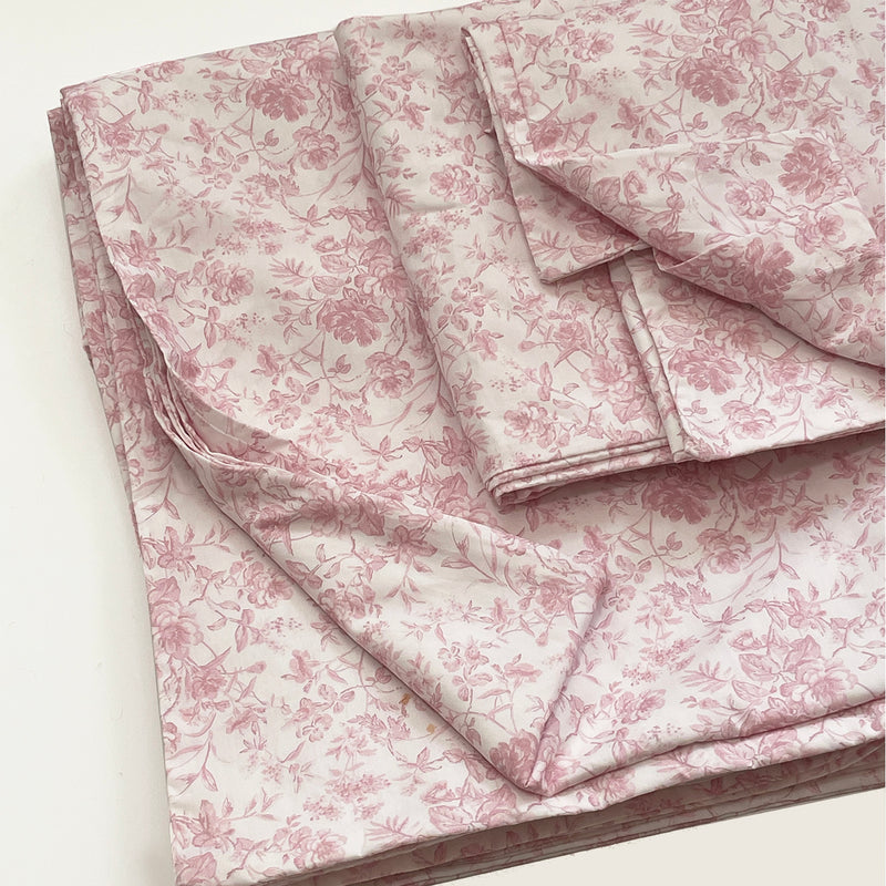 French Toile 3 Pc Twin Duvet Set- Soft Rose