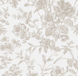 French Toile  Fabric- Soft Grey - Linen Salvage Et Cie