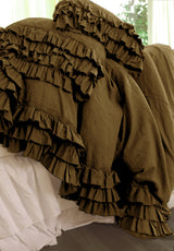 Gypsy Ruffle Linen Collection - Moss - Linen Salvage Et Cie