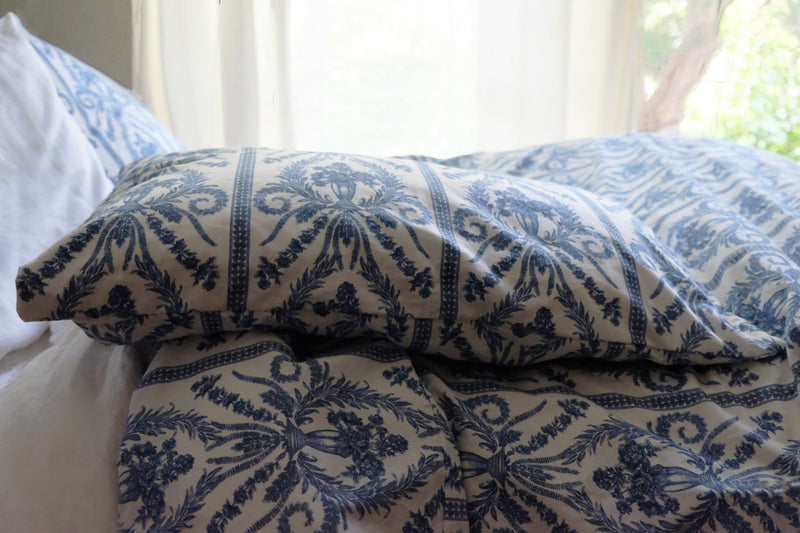 Victoria Toile Bedding - French Blue - Linen Salvage Et Cie