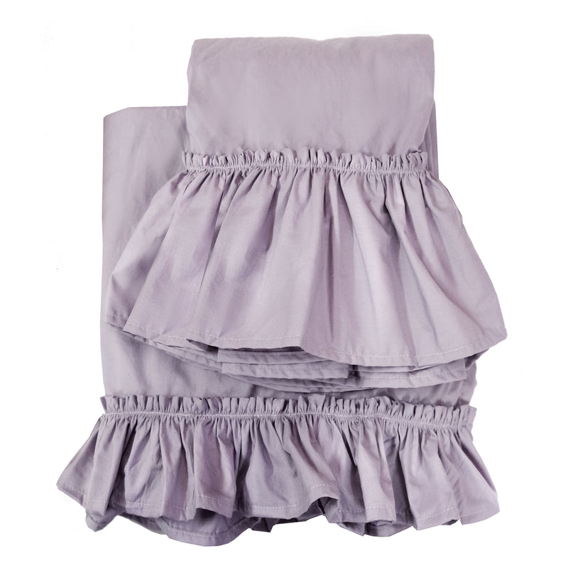Tatter Ruffle Poplin Sheet Set-Lilac Stone