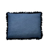 Petite Silk Velvet Ruffle Linen Collection - Indigo - Linen Salvage Et Cie