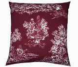 Love Toile Silk Pillow - Aubergine