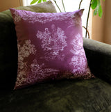 Love Toile Silk Pillow - Aubergine