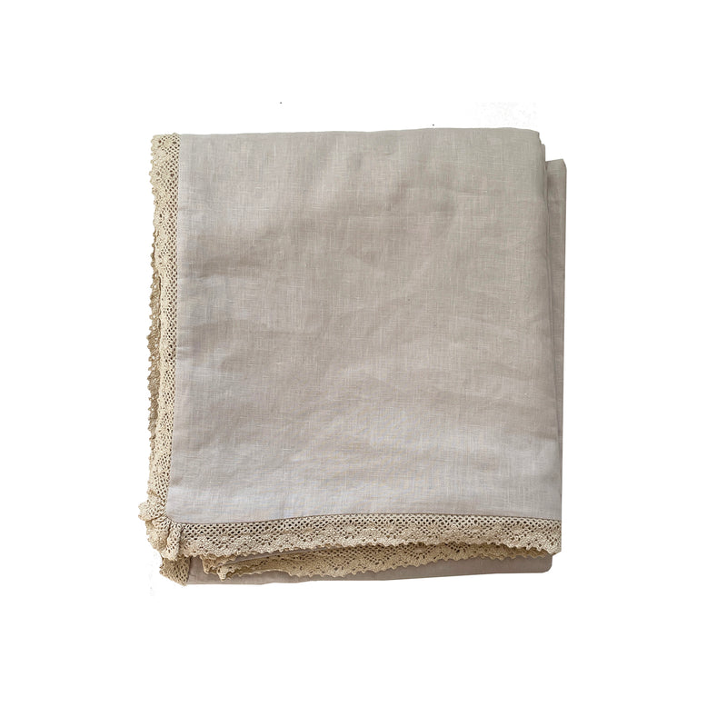 Collector's item- Vintage Crochet Linen King Duvet - Soft Lilac
