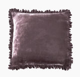 Silk Velvet Ruffle Linen Euro Sham 2 Pc Set - Mauve - Linen Salvage Et Cie
