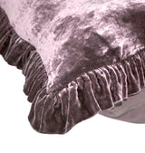 Silk Velvet Ruffle Linen Euro Sham 2 Pc Set - Mauve - Linen Salvage Et Cie