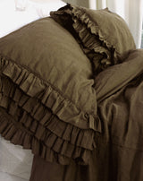 Gypsy Ruffle Linen Collection - Moss - Linen Salvage Et Cie