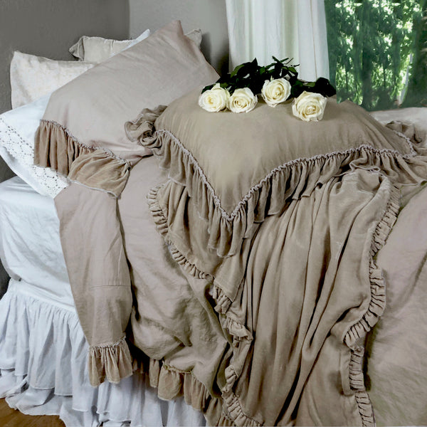 Silk Velvet Tatter Ruffle Collection - Natural - Linen Salvage Et Cie