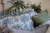 Auberge Bouquet Bedding - Sky Blue - Linen Salvage Et Cie