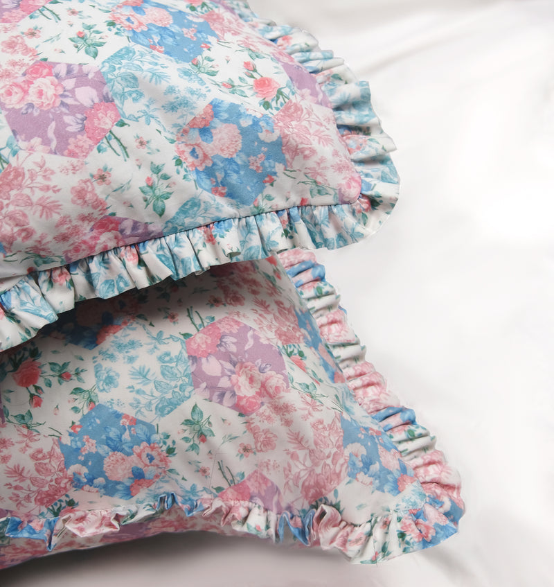 NEW! Vintage Patchwork Ruffle Bedding -Pastel - Linen Salvage Et Cie