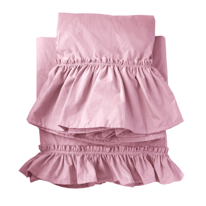 Tatter Ruffle Poplin Sheet Set-Petal