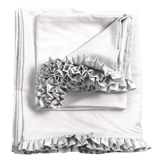Petite Ruffle Sheet Collection- White - Linen Salvage Et Cie