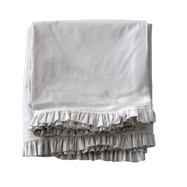 Petite Ruffle Poplin Queen Sheet Set- Pearl Grey