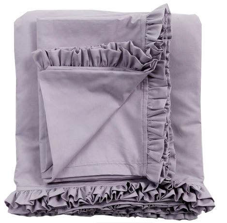 Petite Ruffle Poplin Sheet Set-Haze – Linen Salvage Et Cie