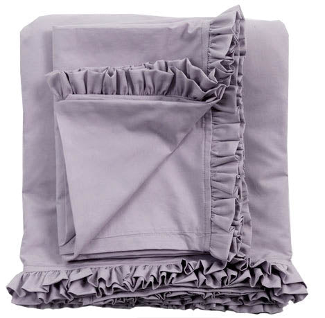 Petite Ruffle Poplin Sheet Set-Haze - Linen Salvage Et Cie