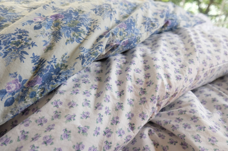 Petite Rosebuds Bouquet Bedding - Lilac - Linen Salvage Et Cie