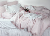 Petite Silk Velvet Ruffle Linen Collection - Rose Blush - Linen Salvage Et Cie