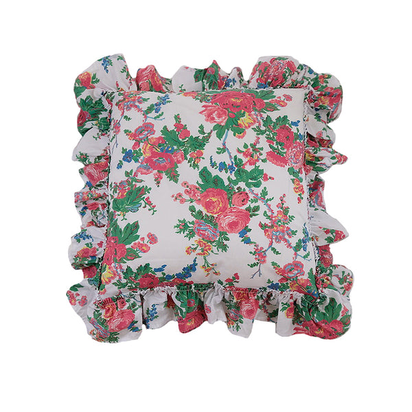 1 unit -Austin Rose Tatter Ruffle Square Pillow  -  Fiesta