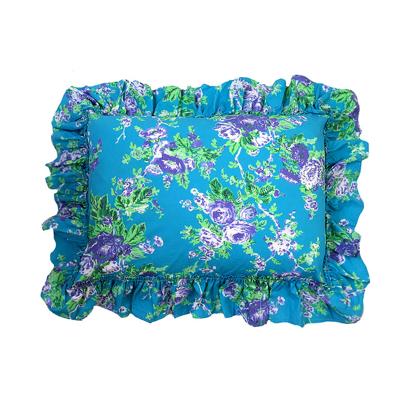 1 unit -Austin Rose Tatter Ruffle Boudoir Pillow  -  Teal