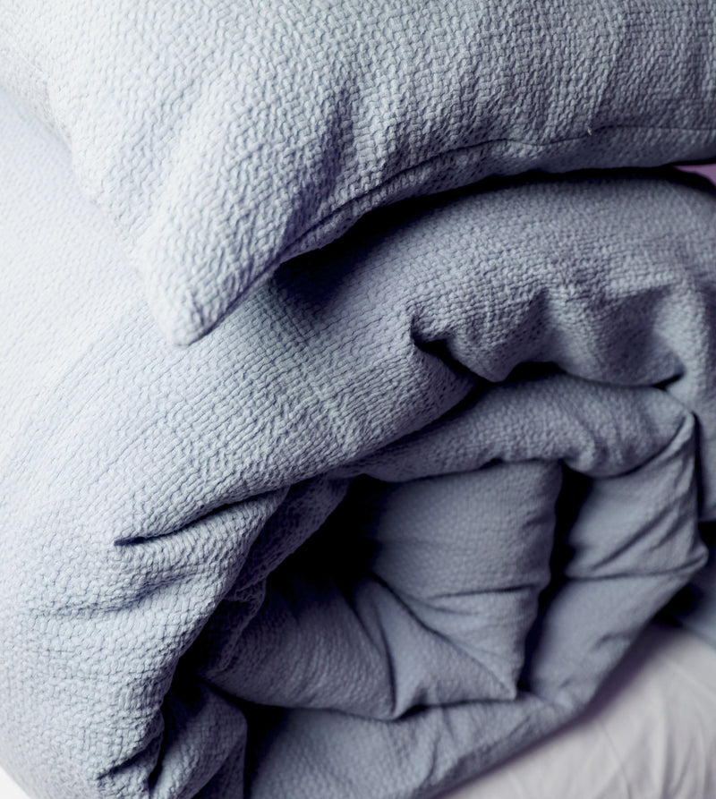 NEW! Super Comfy Soft Cotton Popcorn Cloud Texture Duvet Set - Cloud Blue - Linen Salvage Et Cie