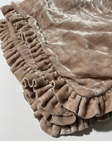 1 Set- Petite Silk Velvet Ruffle Euro Shams - Soft Nude - Linen Salvage Et Cie