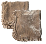 1 Set- Petite Silk Velvet Ruffle Euro Shams - Soft Nude - Linen Salvage Et Cie