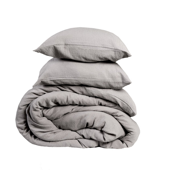 NEW! Super Comfy Soft Cotton Popcorn Cloud Texture Duvet Set -Mist Grey - Linen Salvage Et Cie