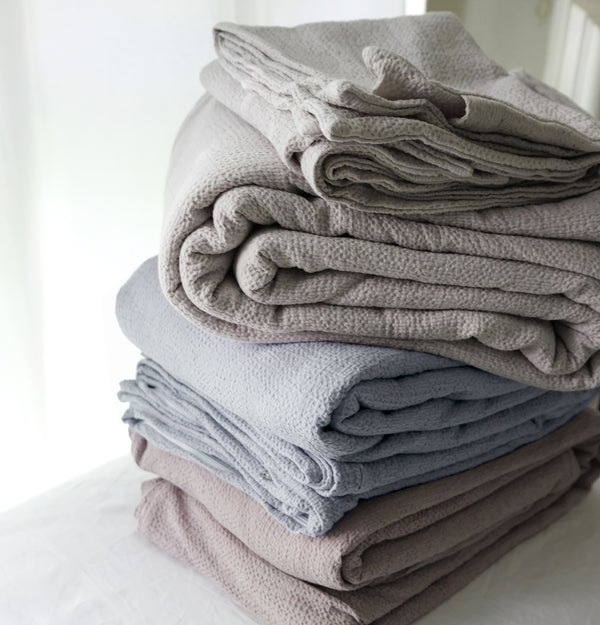 NEW! Super Comfy Soft Cotton Popcorn Cloud Texture Duvet Set -Mist Grey - Linen Salvage Et Cie