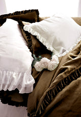 Colette Petite Silk Velvet Ruffle Linen Bed - Topaz