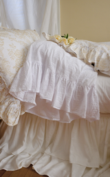 Tiara Embroidered Ruffle Pillowcase - White - Linen Salvage Et Cie