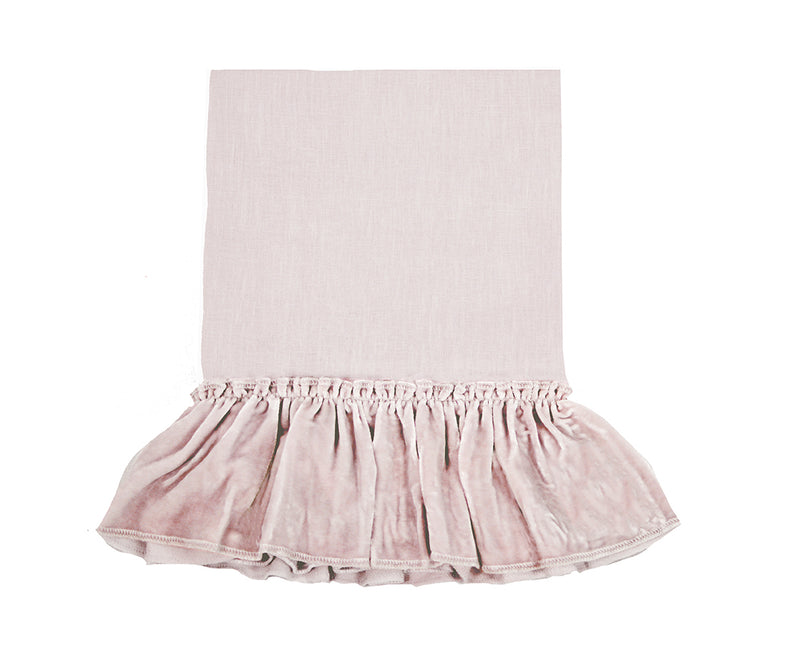 Velvet Tatter Ruffle PIllowcase  - Rose Blush - Linen Salvage Et Cie