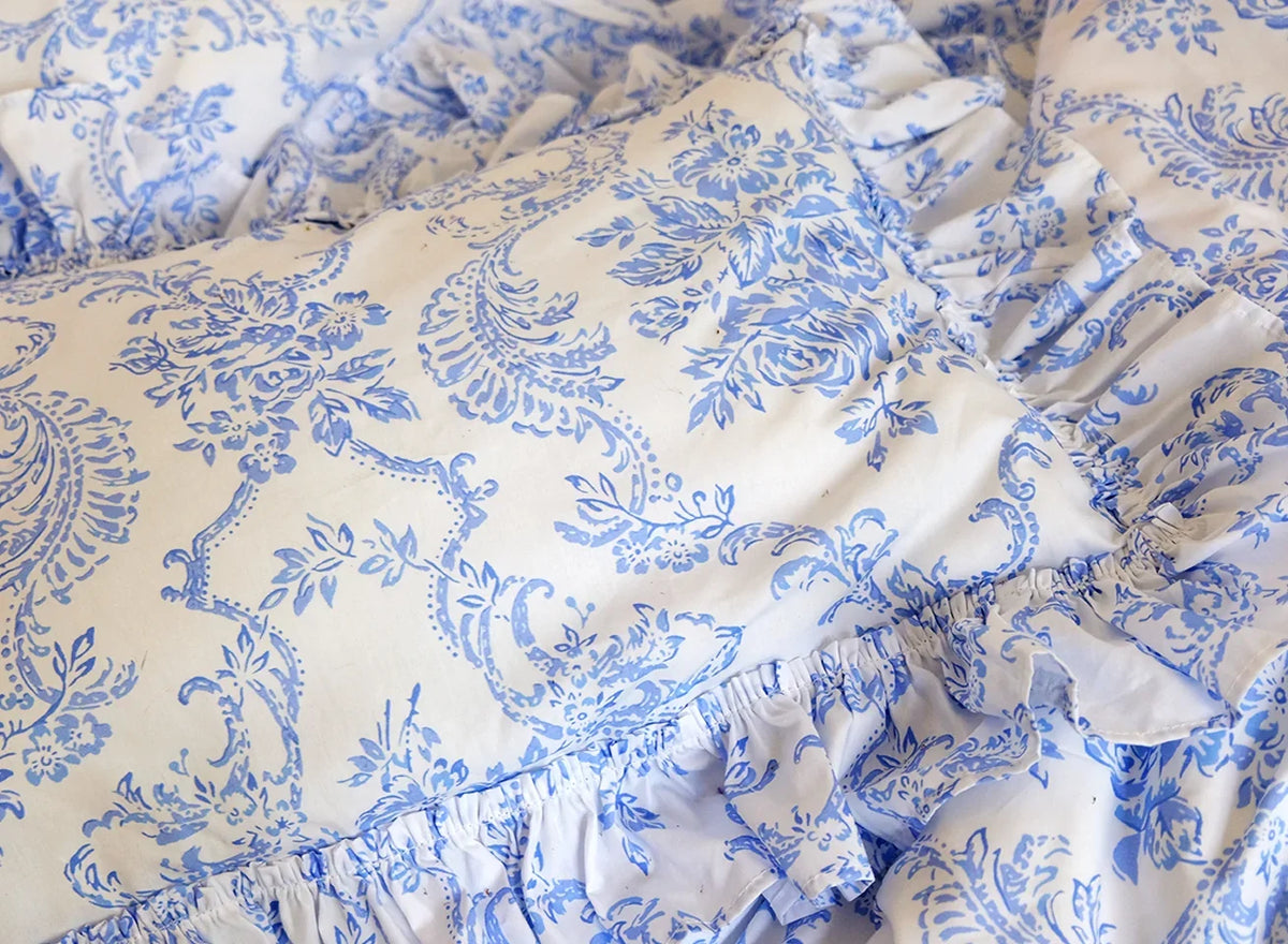 Trellis Damask Bedding - Teacup Blue – Linen Salvage Et Cie