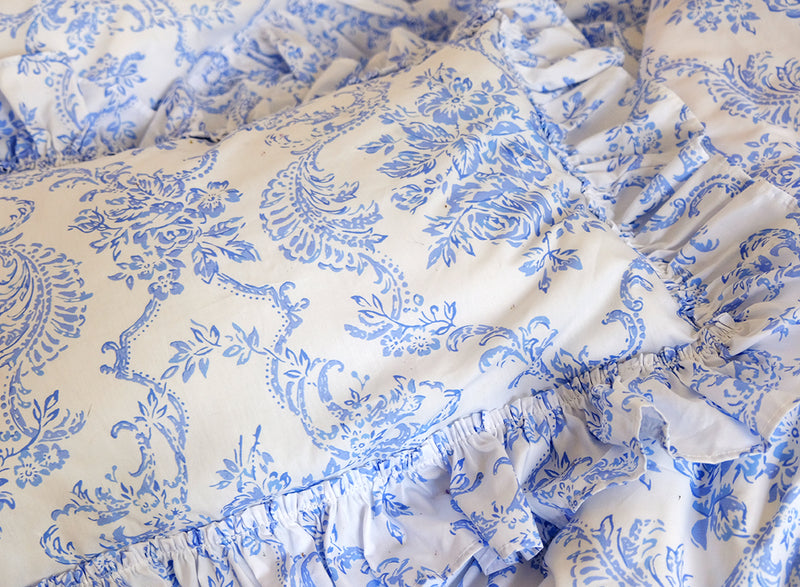 NEW! Trellis Damask Bedding - Teacup Blue - Linen Salvage Et Cie