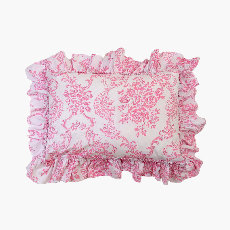 1 unit -Trellis Tatter Ruffle Boudoir Pillow  -  Pink Sorbet