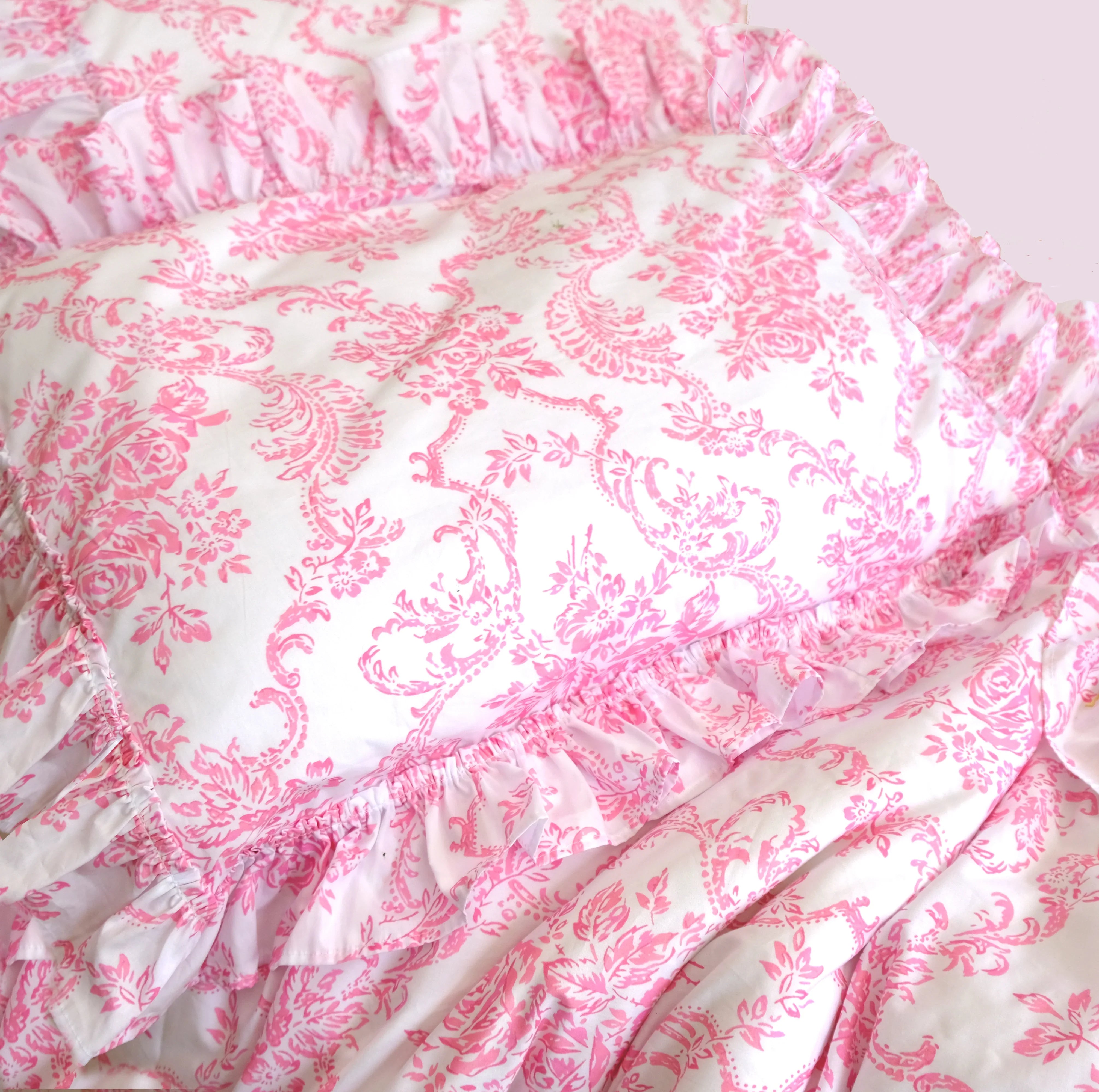 Trellis Damask Bedding - Pink Sorbet – Linen Salvage Et Cie