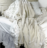 Petite Silk Velvet Ruffle Linen Collection - Champagne - Linen Salvage Et Cie