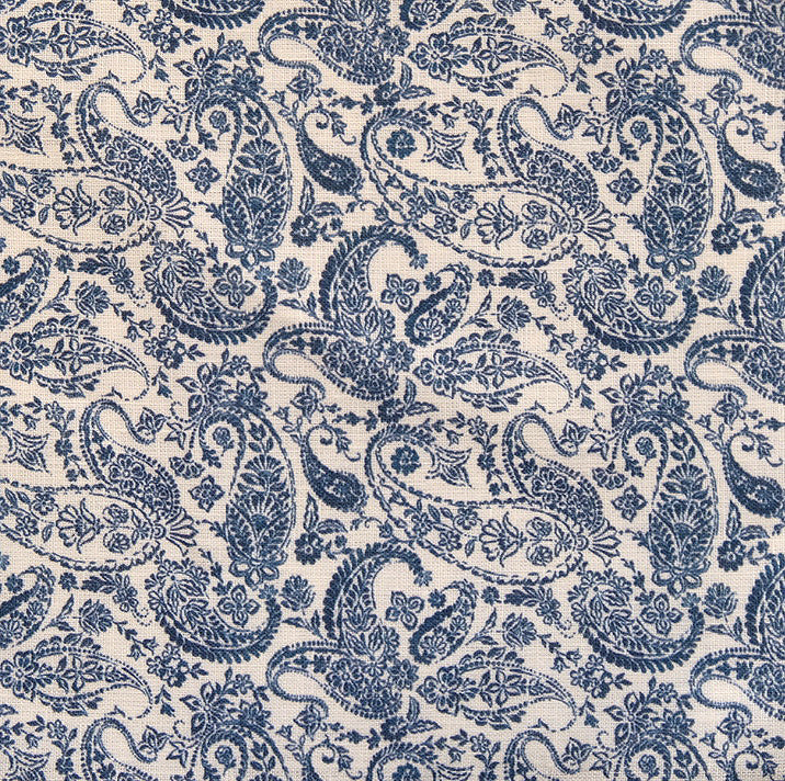 Vintage Paisley Linen -Indigo - Linen Salvage Et Cie