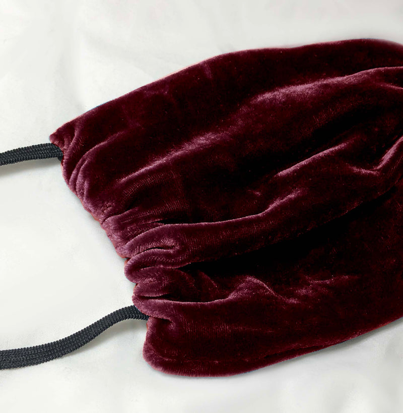 NEW! Vintage Velvet Face Mask- Wine-1 Unit - Linen Salvage Et Cie